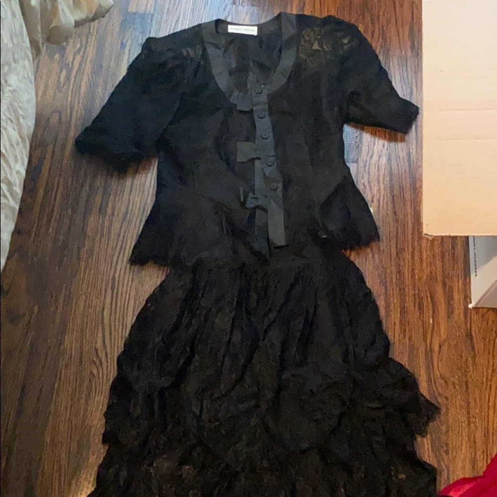 Black lace skirt and top